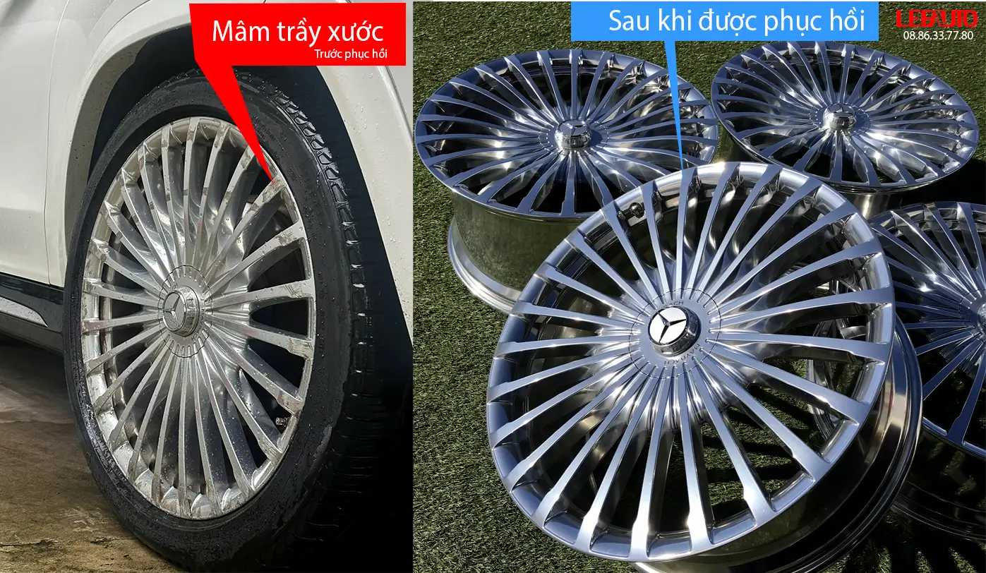 Sửa chữa - Phục hồi mâm ô tô - Mâm xe hơi - mâm trầy xước - Chrom - Polished
