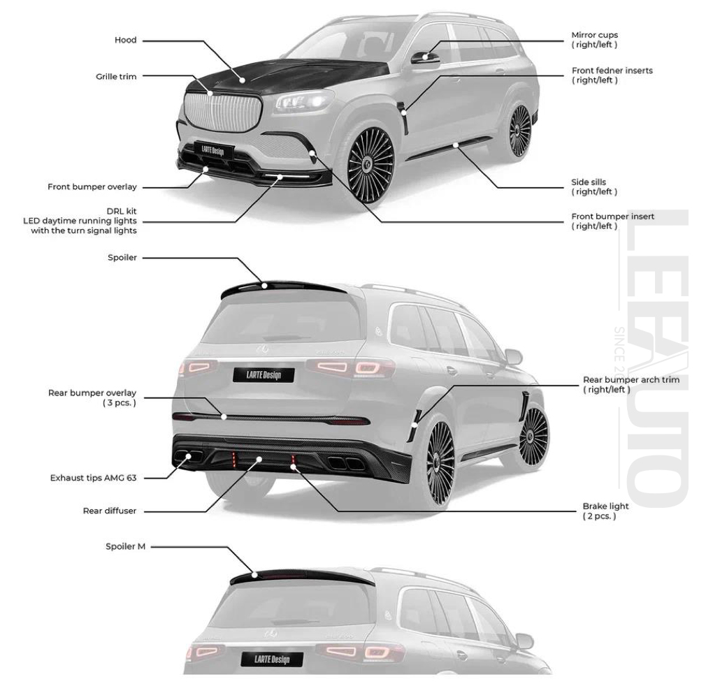 list LARTE Design carbon styling kit parts GLS Maybach
